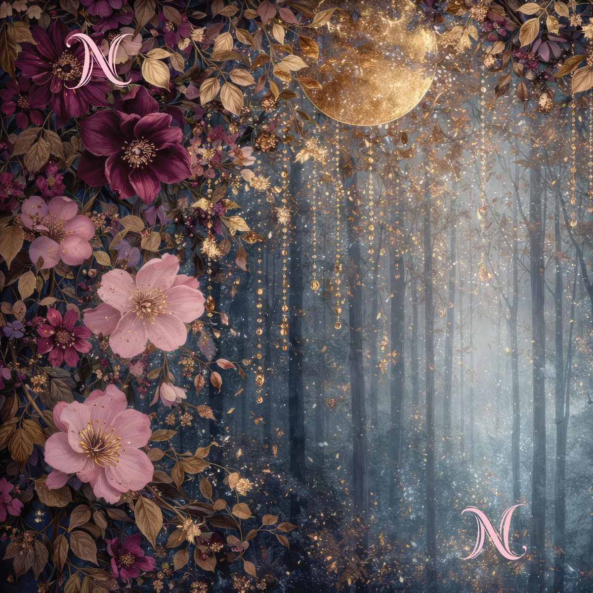 Liz'N Bibi Fată de masă Moonlit Flora 145x145 cm