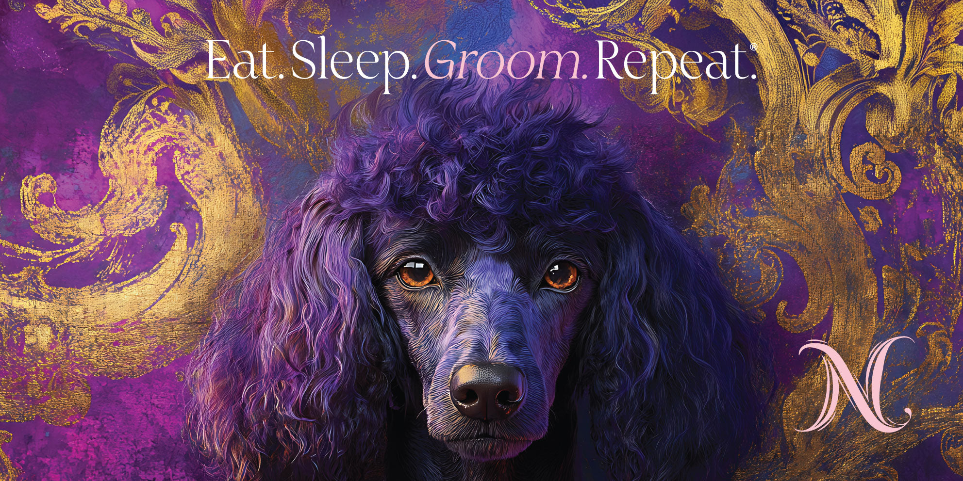 Liz'N Bibi Table mat 75x35 cm / Mousepad Purple Poodle