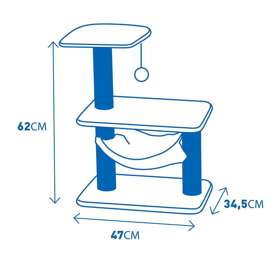 Ansamblu Tokyo Bridge pentru pisici 47x34.5x62 cm gri