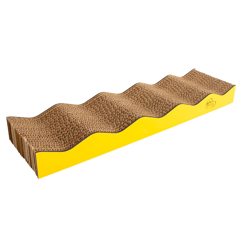 Placa pentru zgariat Wayne wavy galbena 44x11x4cm