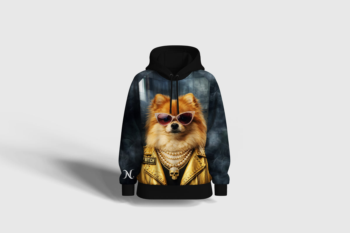 Liz'N Bibi Hanorac full Print Top Bitch Pomeranian