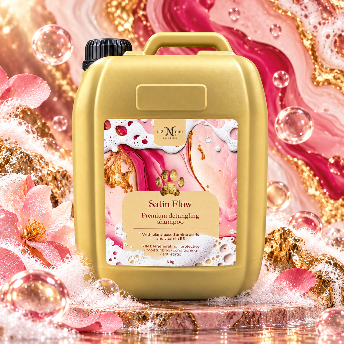 Liz'N Bibi Satin Flow Sampon premium pentru descalcire si luciu 5L