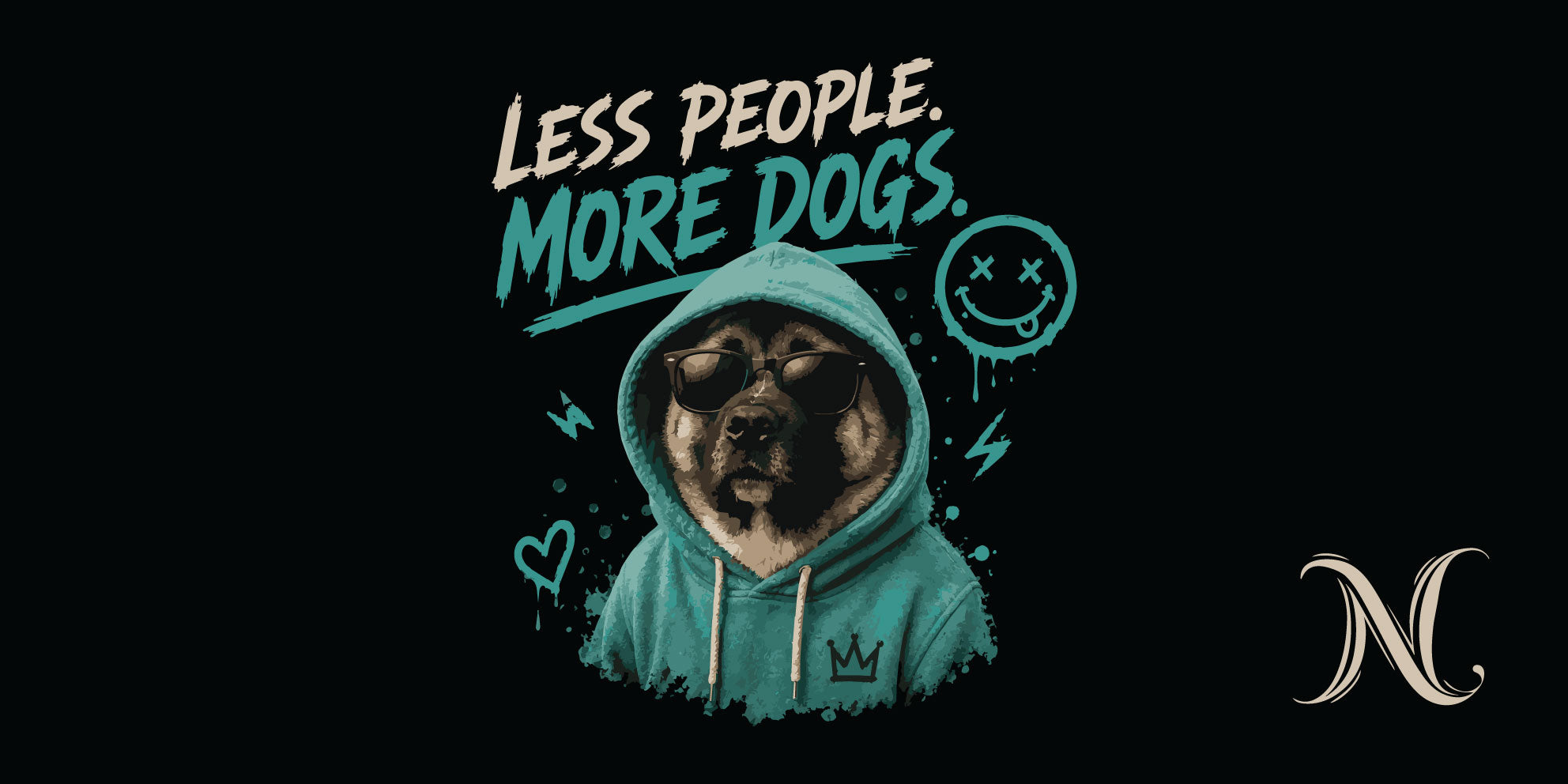 Liz'N Bibi Table mat 75x35 cm / Mousepad Less People more dogs