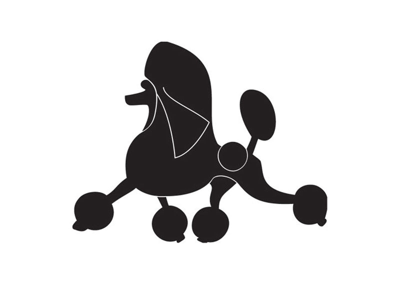 Autocolant Poodle alergand 10 cm Negru Stanga
