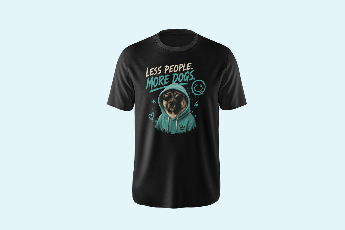 Liz'N Bibi Tricou Unisex Oversized Leas People More Dogs Negru