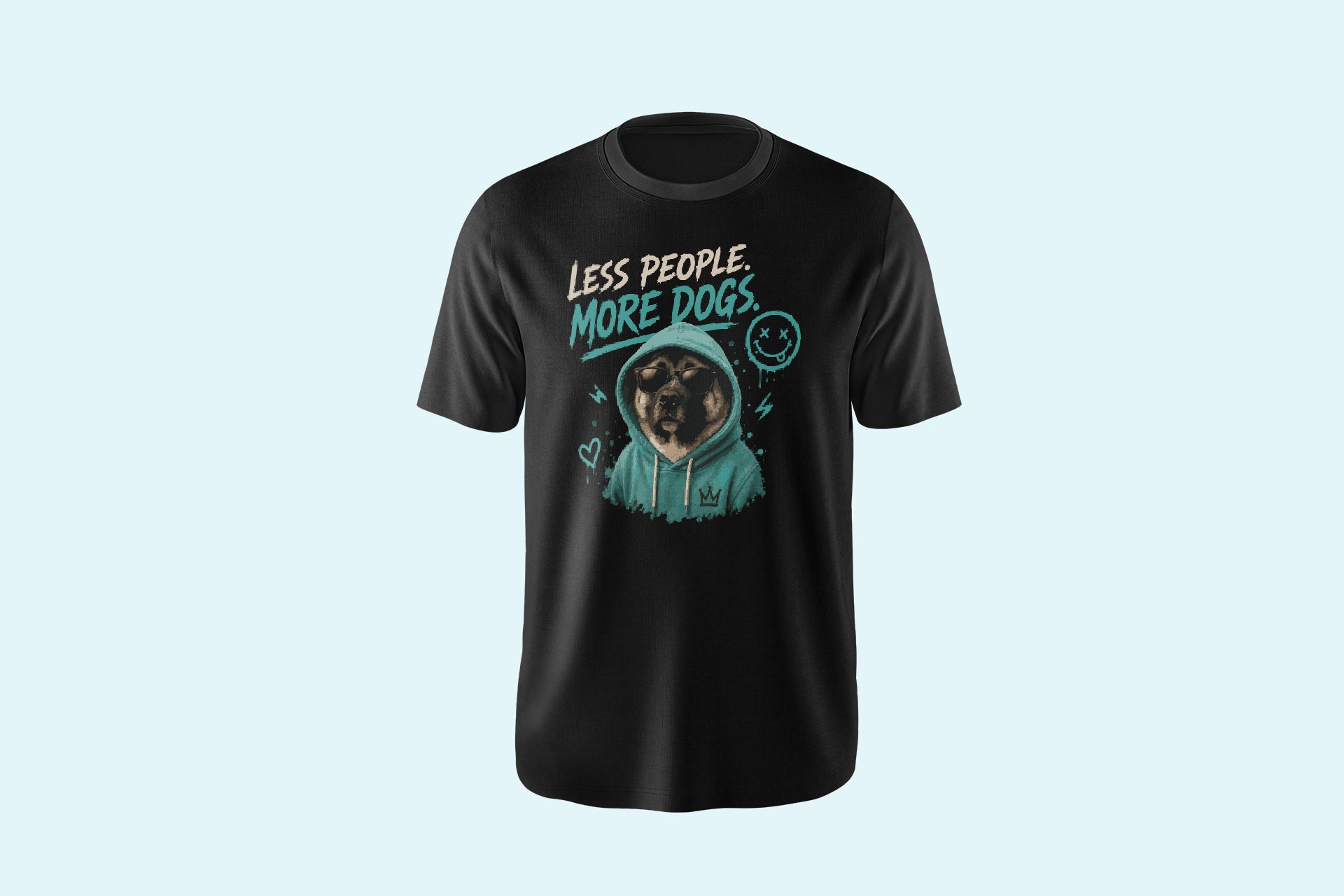 Liz'N Bibi Tricou Unisex Oversized Leas People More Dogs Negru