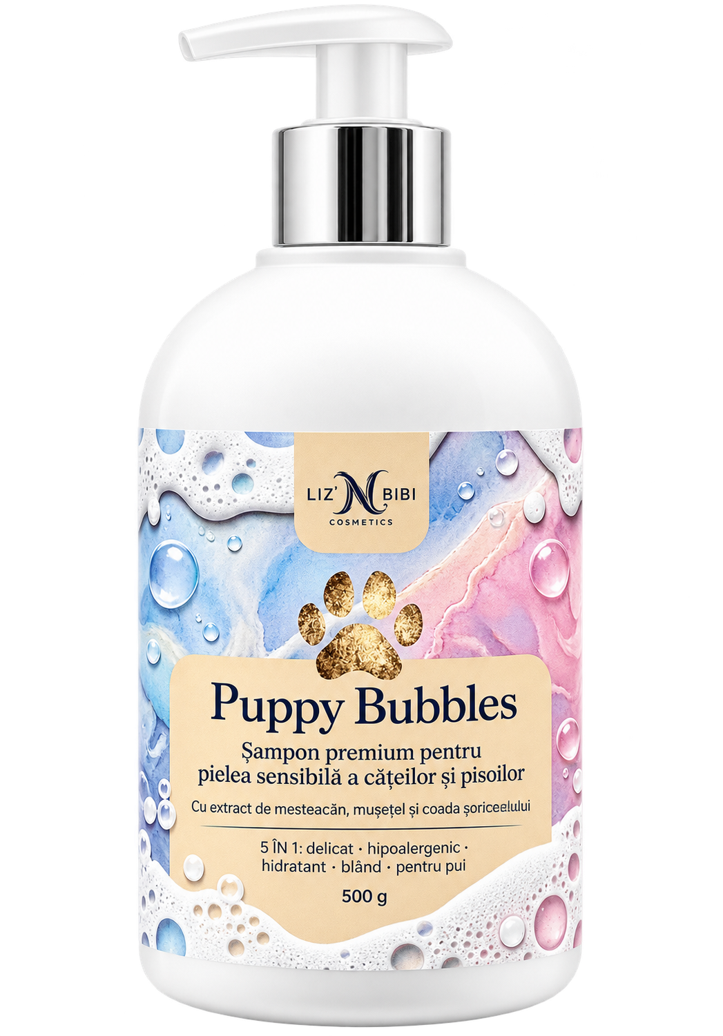Liz'N Bibi Puppy Bubbles Sampon pentru pui de câine și pisica 500ml - Bubblegum