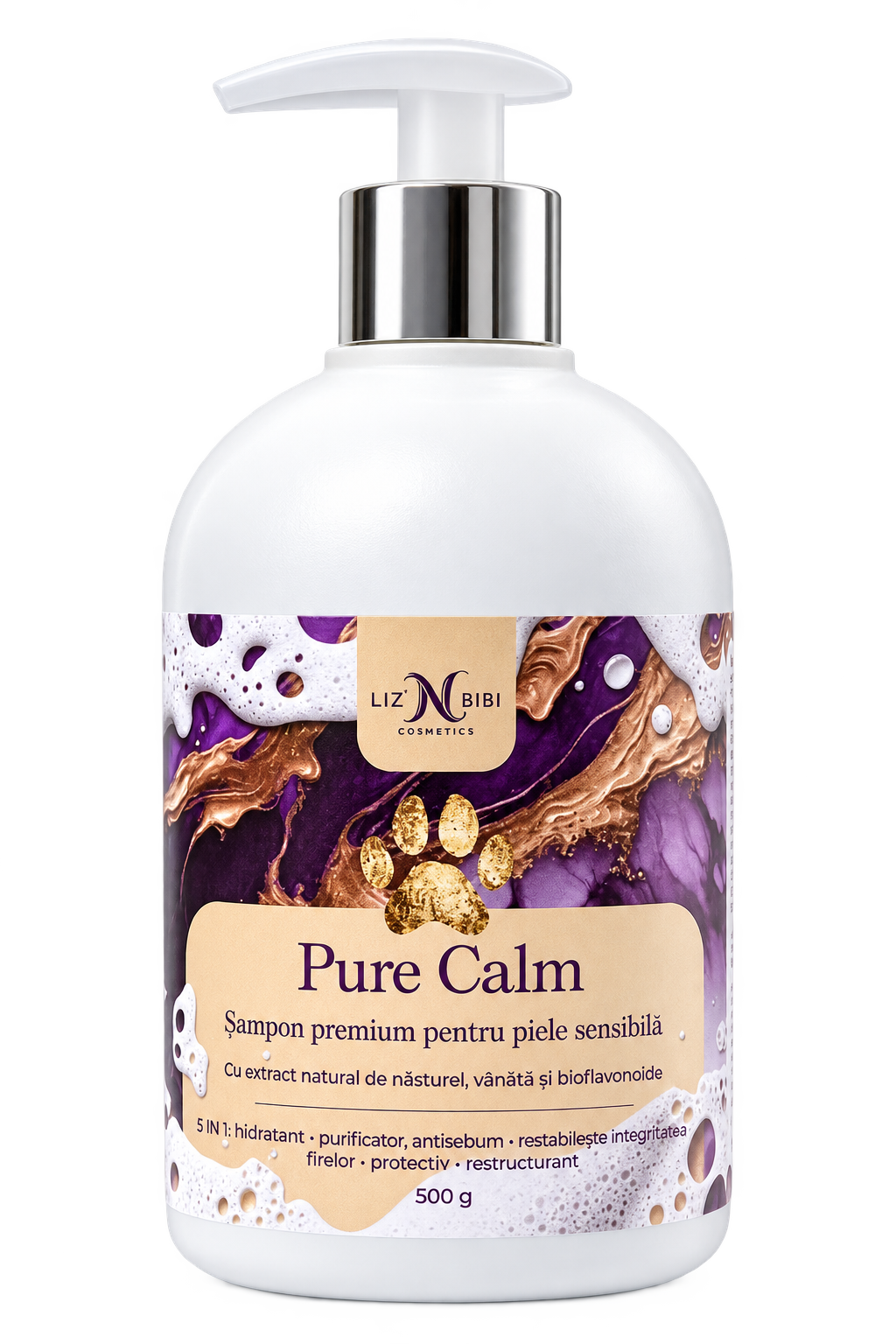 Liz'N Bibi Pure Calm Sampon hipoalergenic pentru piele sensibila 500ml - Bubblegum