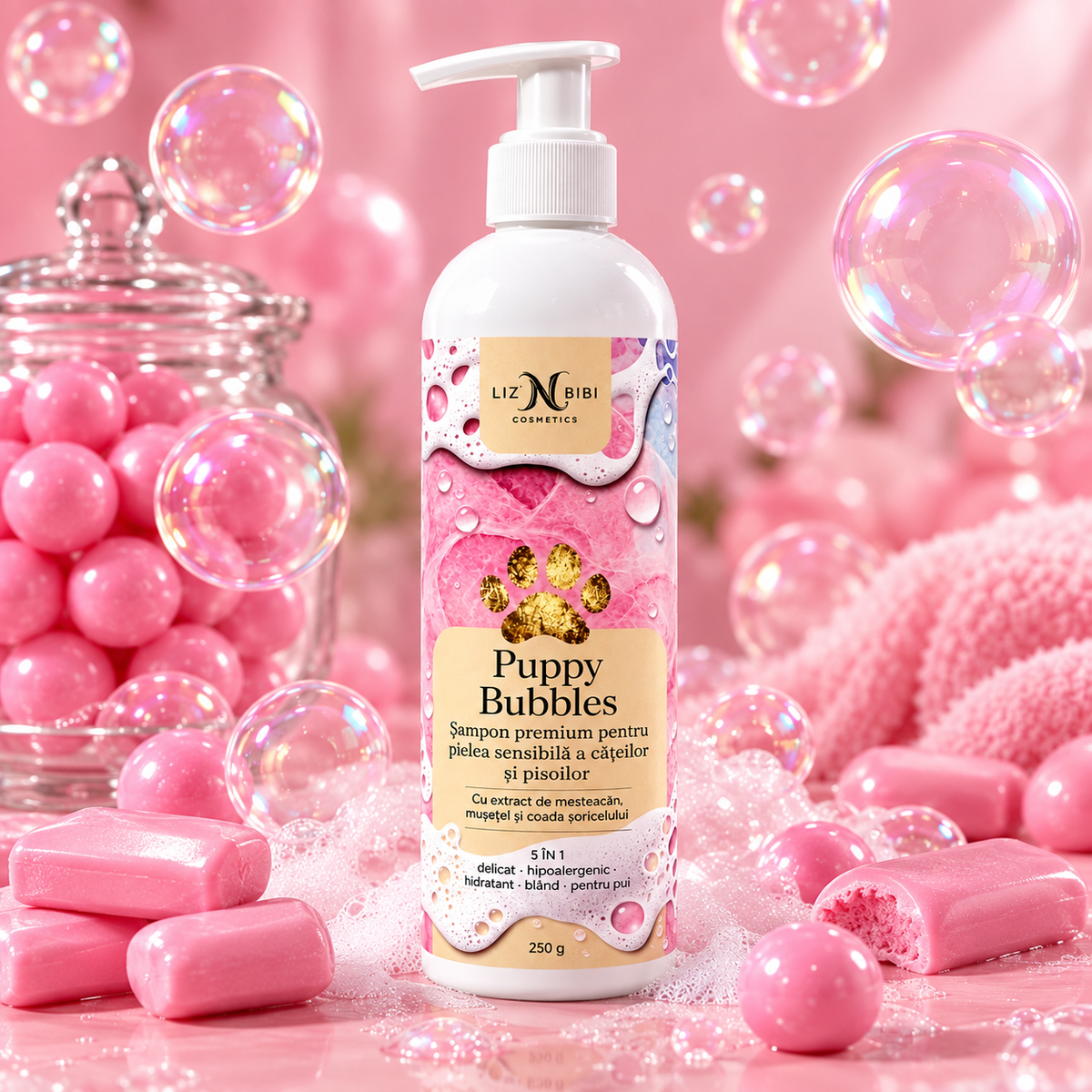 Liz'N Bibi Puppy Bubbles Sampon pentru pui de câine și pisica 250ml - Bubblegum