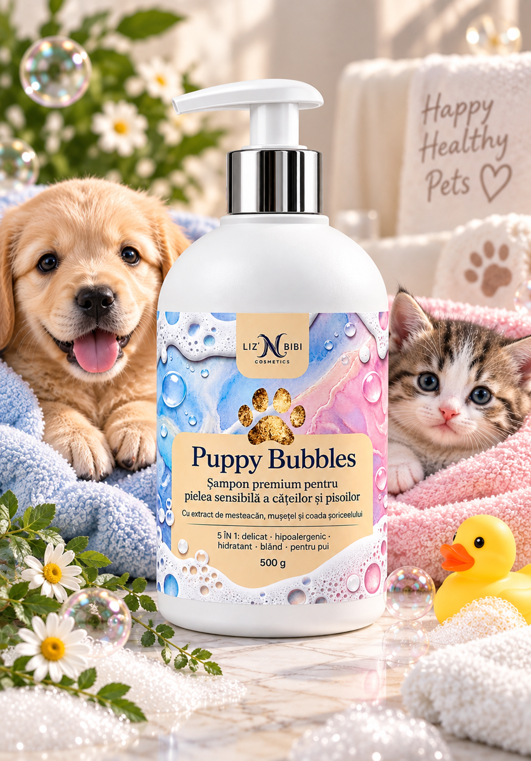 Liz'N Bibi Puppy Bubbles Sampon pentru pui de câine și pisica 500ml - Bubblegum