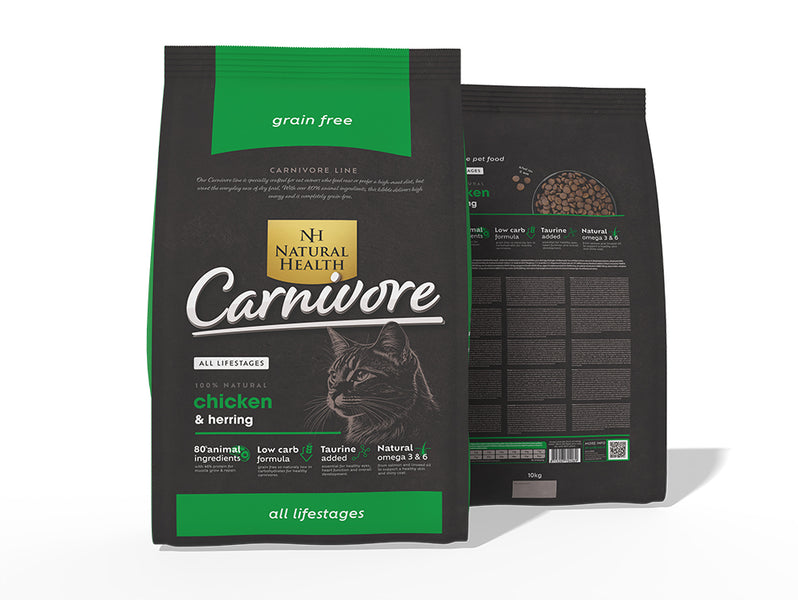 Natural Health Carnivore Hrana uscata pentru pisici cu pui si rata