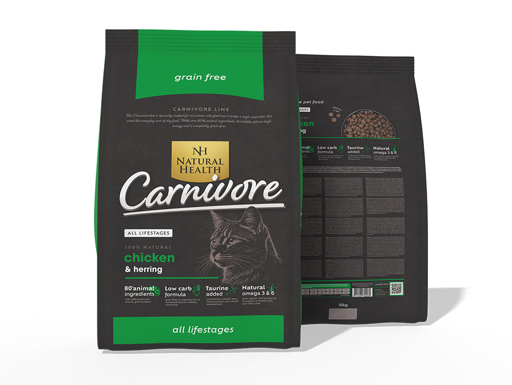 Natural Health Carnivore Hrana uscata pentru pisici cu pui si rata