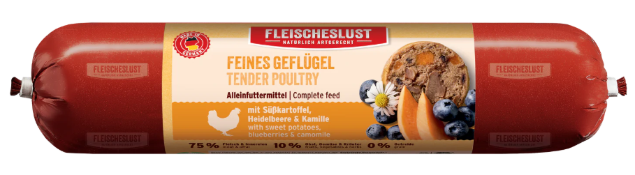 Hrană completă Pasare frageda cu cartofi dulci, afine si musetel