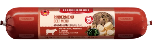 Hrană completă Meniu vita cu pastarnac, alune si alge