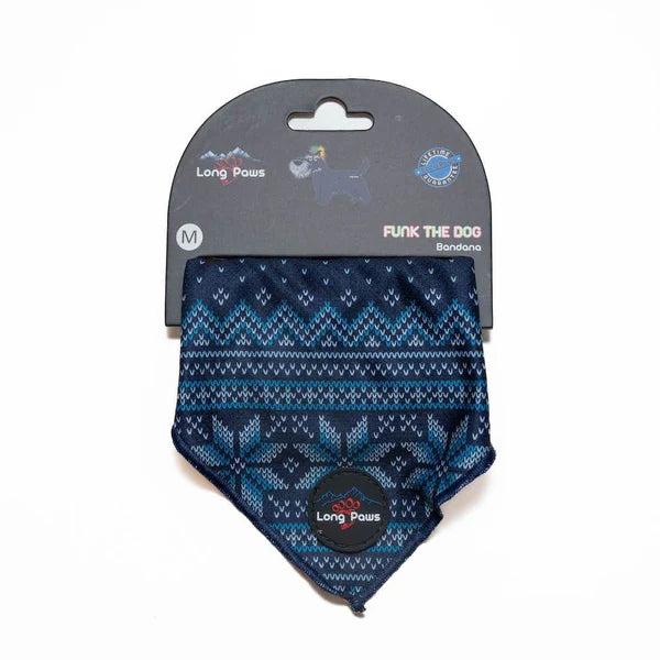 Long Paws Bandana FTD Blue Trad Christmas