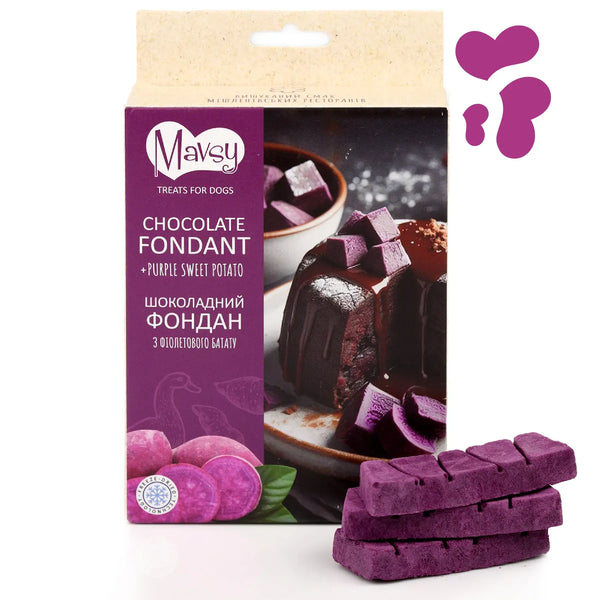 MAVSY Recompense pentru Caini, Fondant de Ciocolata cu Cartof Violet, 50 g