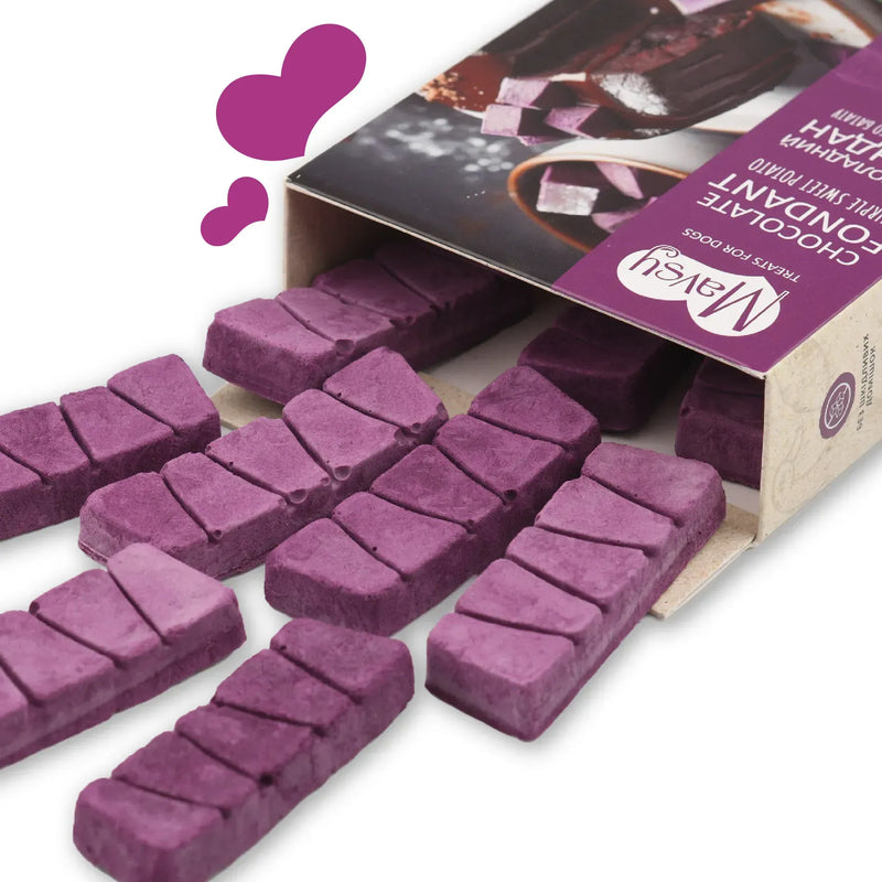 MAVSY Recompense pentru Caini, Fondant de Ciocolata cu Cartof Violet, 50 g