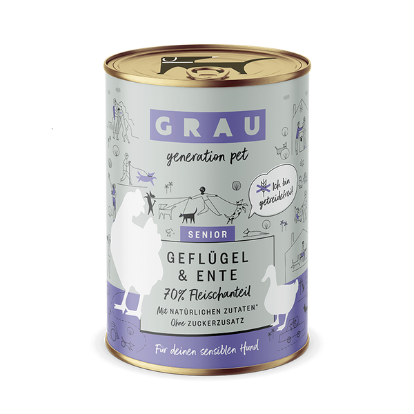 Grau Conserva pentru Caini Senior - Rata si Pasare