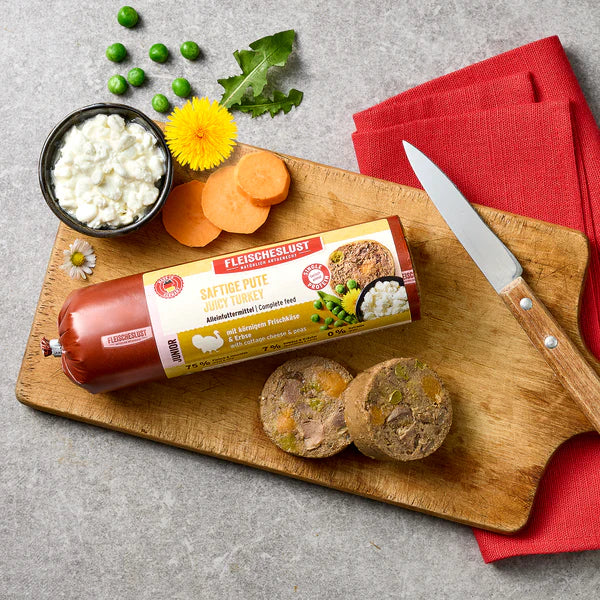 Hrană completă Curcan juicy cu branza cottage si mazare pentru juniori