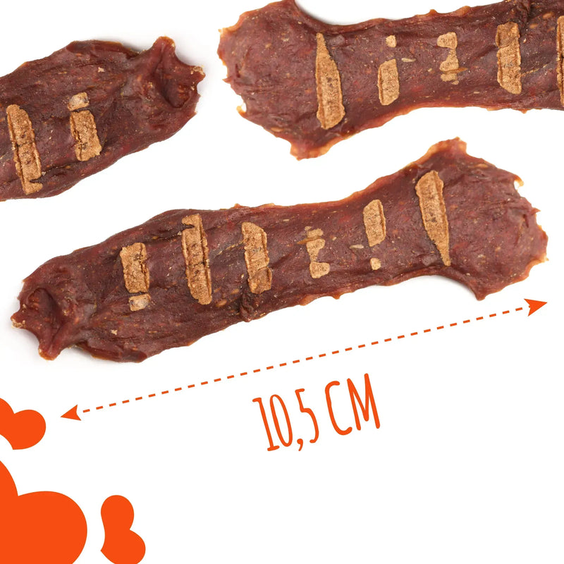 MAVSY Recompense pentru Caini, Steak din Carne de Cerb cu Rosii Uscate pe Pat de Dovleac, 100 g