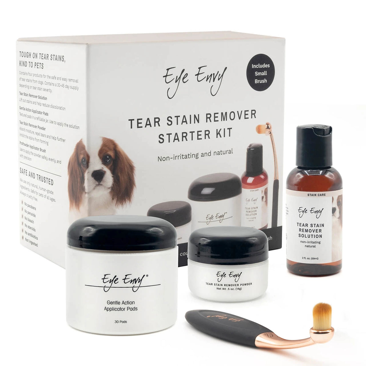 Eye Envy Kit Solutie de indepartarea petelor lacrimale la caini + perie aplicatoare S