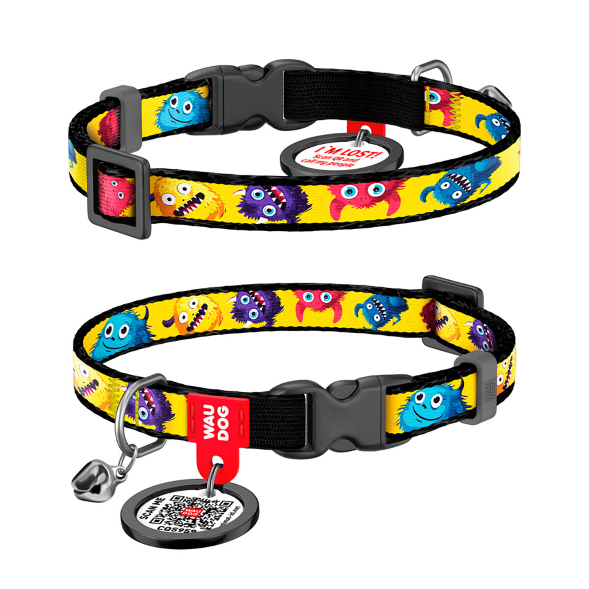Waudog Zgarda nylon pisici Furry Monsters