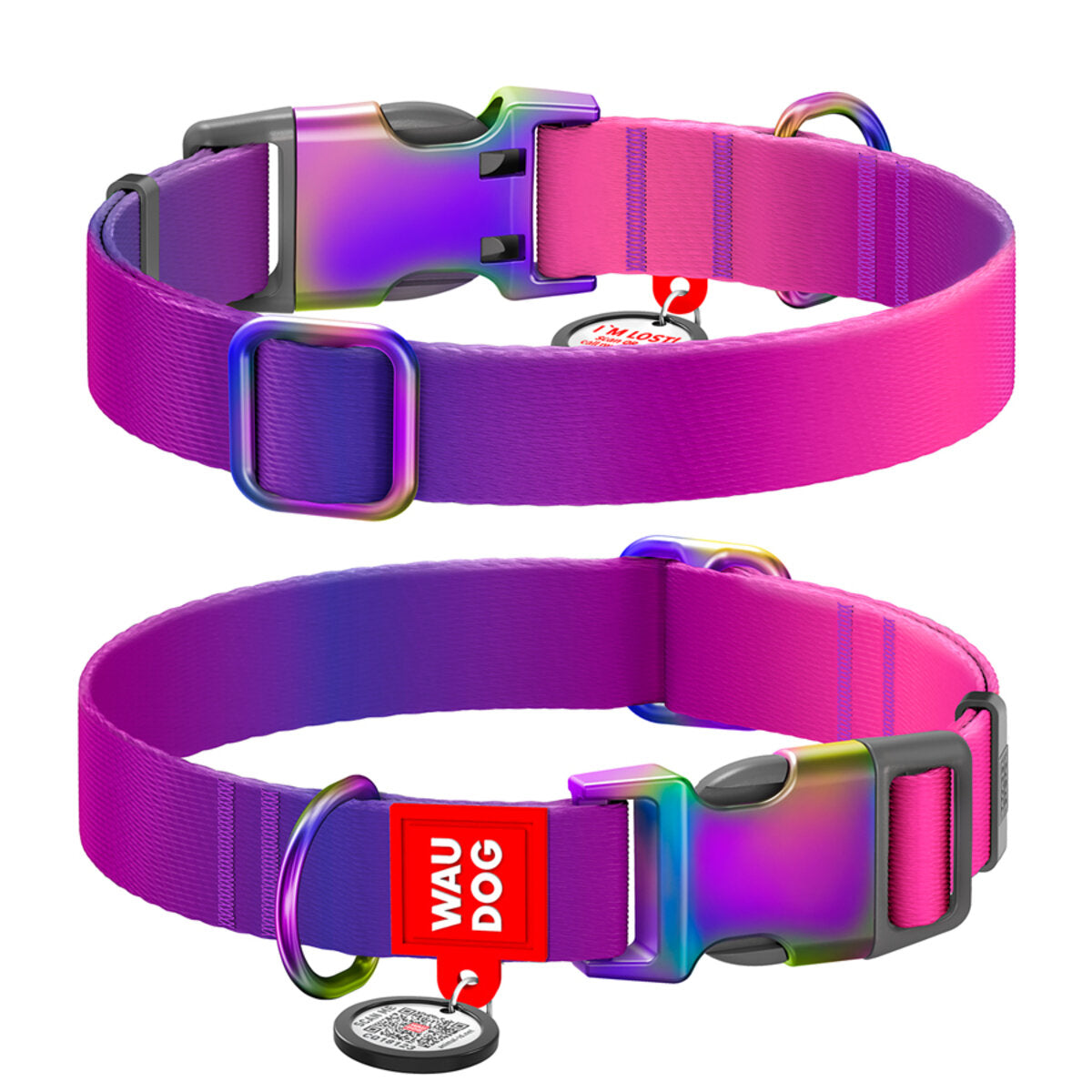 Waudog Zgarda din nylon reciclat, gradient mov