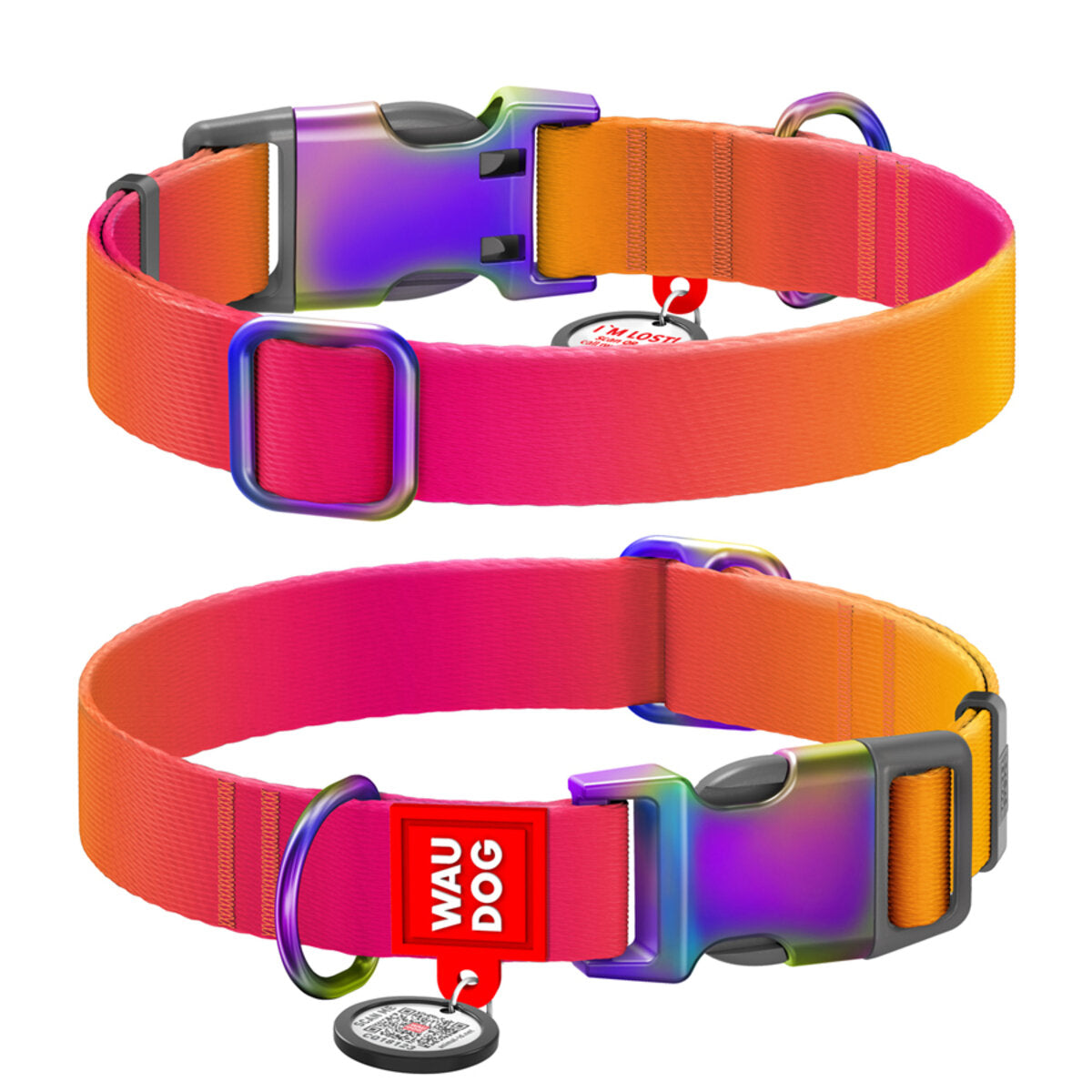 Waudog Zgarda din nylon reciclat, gradient portocaliu