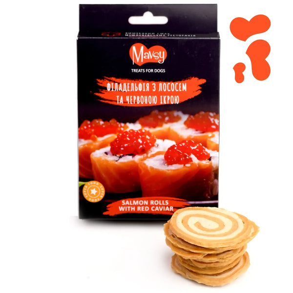 MAVSY Recompense pentru Caini, Philadelphia cu Somon si Icre Rosii 100g