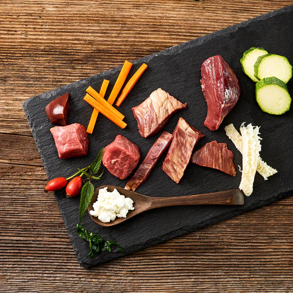 Hrană completă Carne de vita juicy cu branza cottage si dovlecei pentru juniori