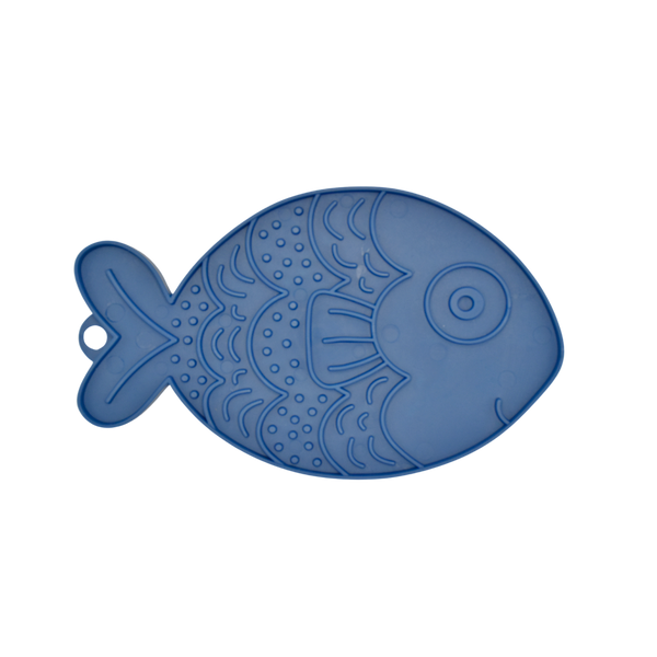 Fiboo Covoras pentru lins in forma de peste - Bleumarin