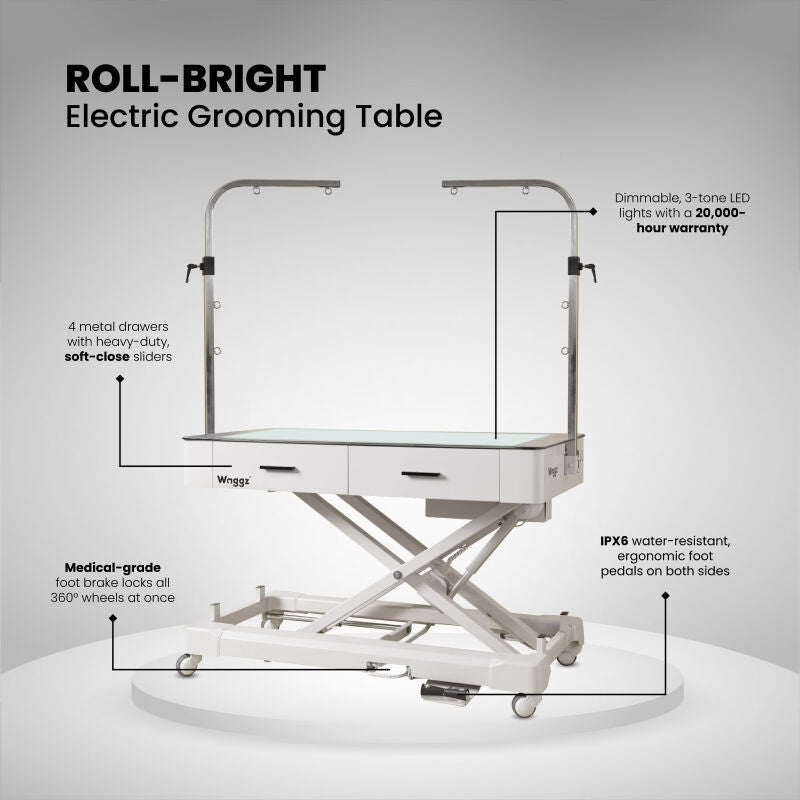 Masa electrica Waggz Roll-Bright cu sertare