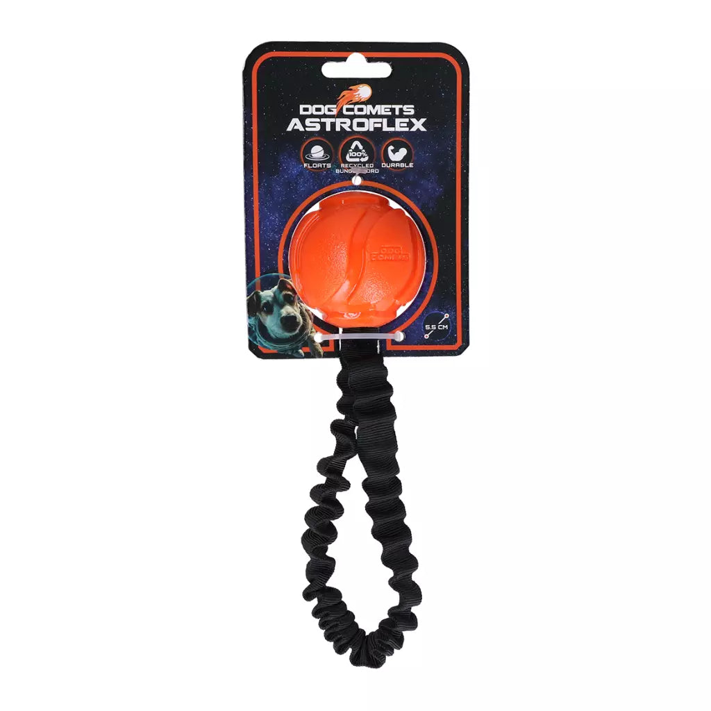 Jucarie Dog Comets Astro Flex minge Portocalie cu maner
