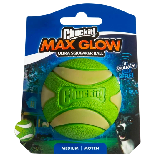 Jucarie Chuckit Max Glow Ultra Squeaker
