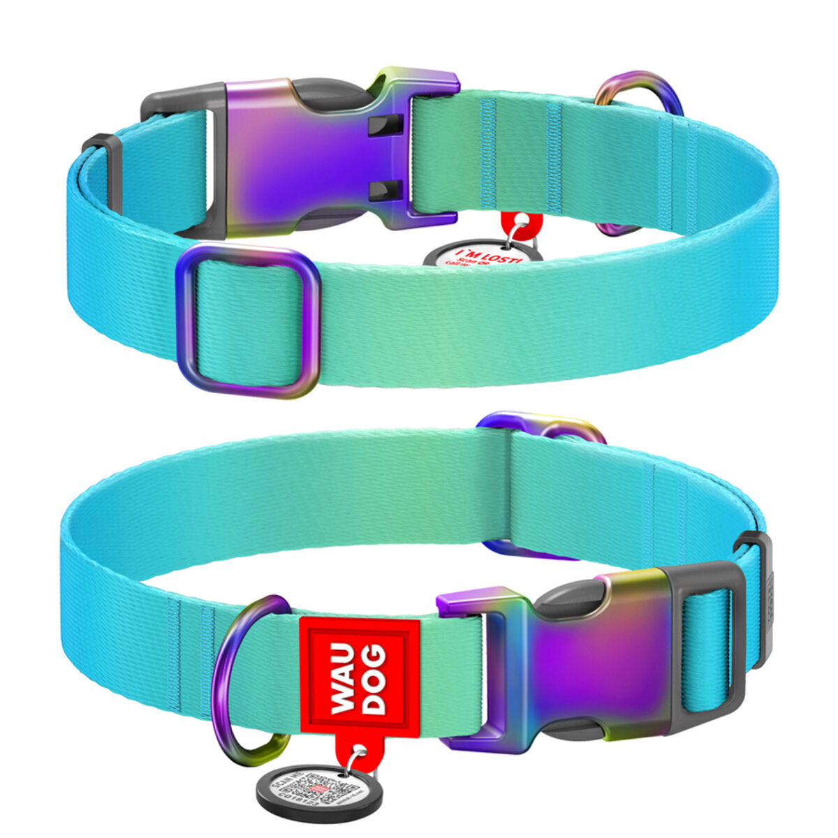 Waudog Zgarda din nylon reciclat, gradient albastru