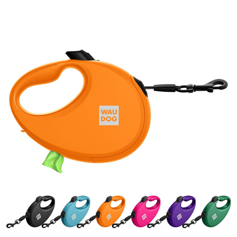 Waudog Lesa retractabila cu banda reflectorizanta portocalie