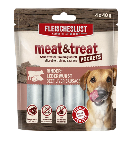 Recompensa Meat&Treat Pockets Carnaciori cu ficat de vita 4x40g