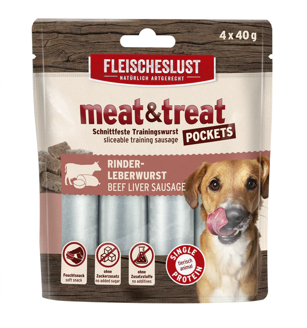 Recompensa Meat&Treat Pockets Carnaciori cu ficat de vita 4x40g