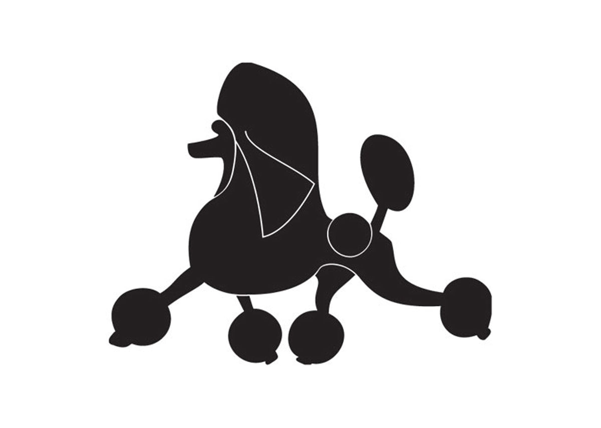 Autocolant Poodle alergand 25 cm Negru Stanga