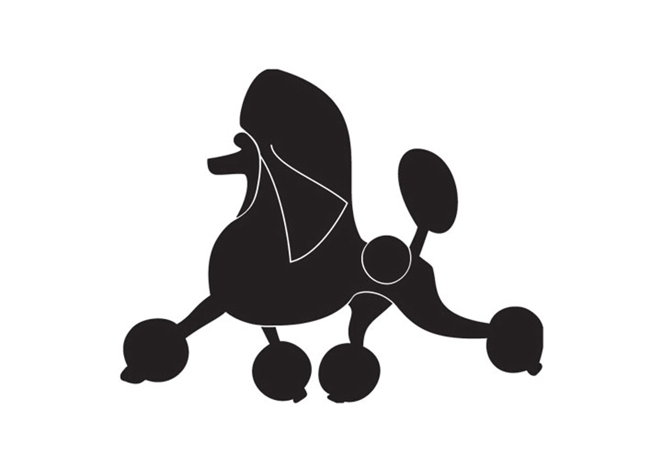 Autocolant Poodle alergand 25 cm Negru Stanga