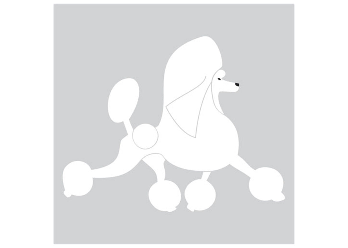 Autocolant Poodle alergand 10 cm Alb Dreapta