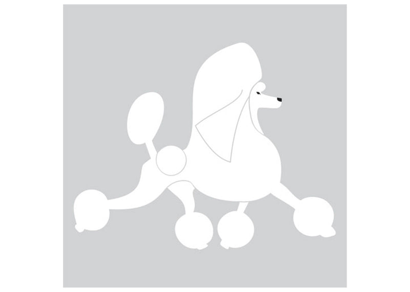 Autocolant Poodle alergand 10 cm Alb Dreapta