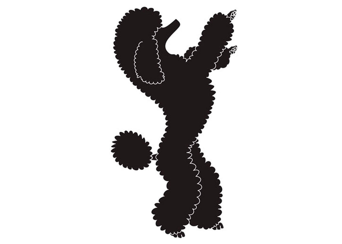 Autocolant Poodle in picioare 10 cm Negru Dreapta