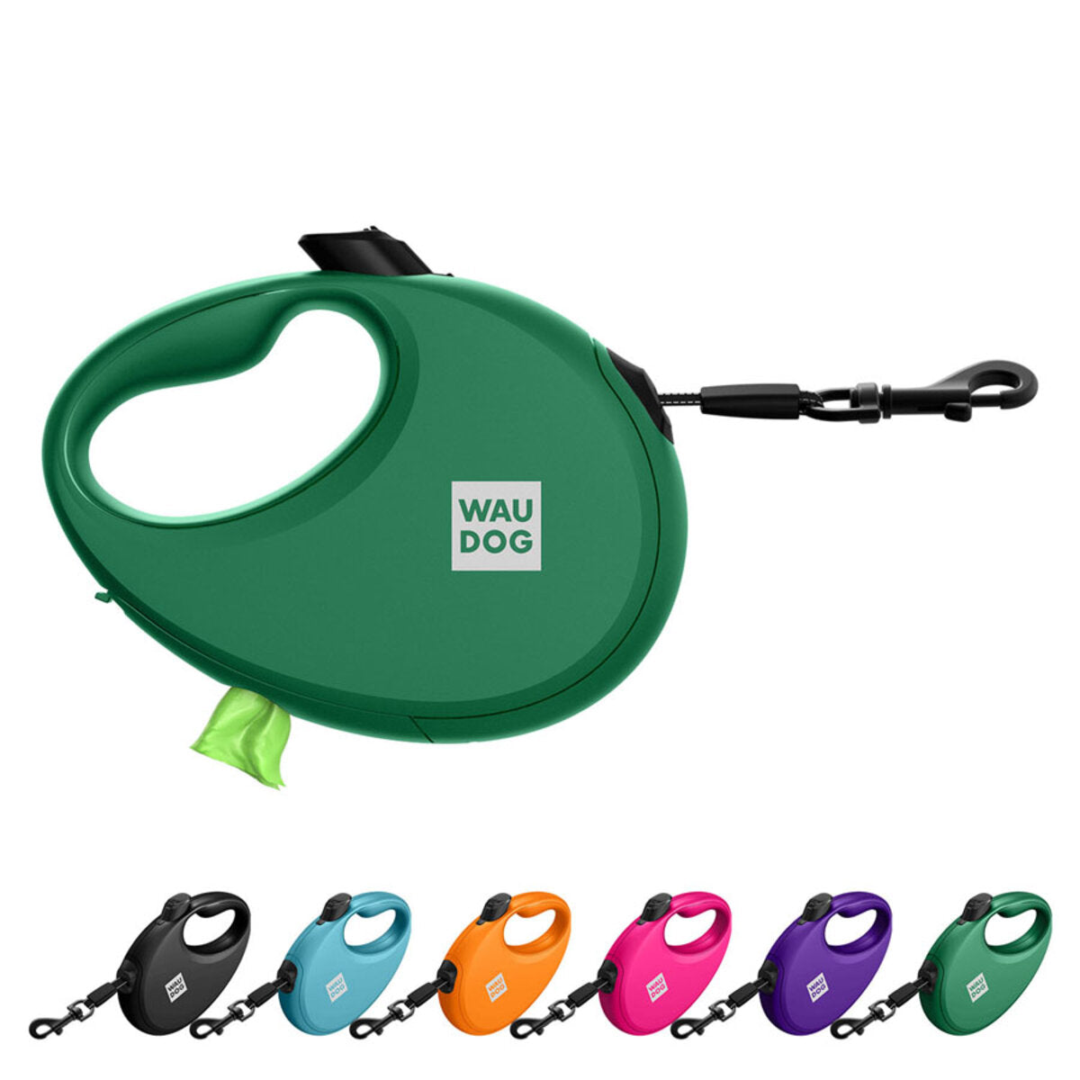 Waudog Lesa retractabila cu banda reflectorizanta, verde