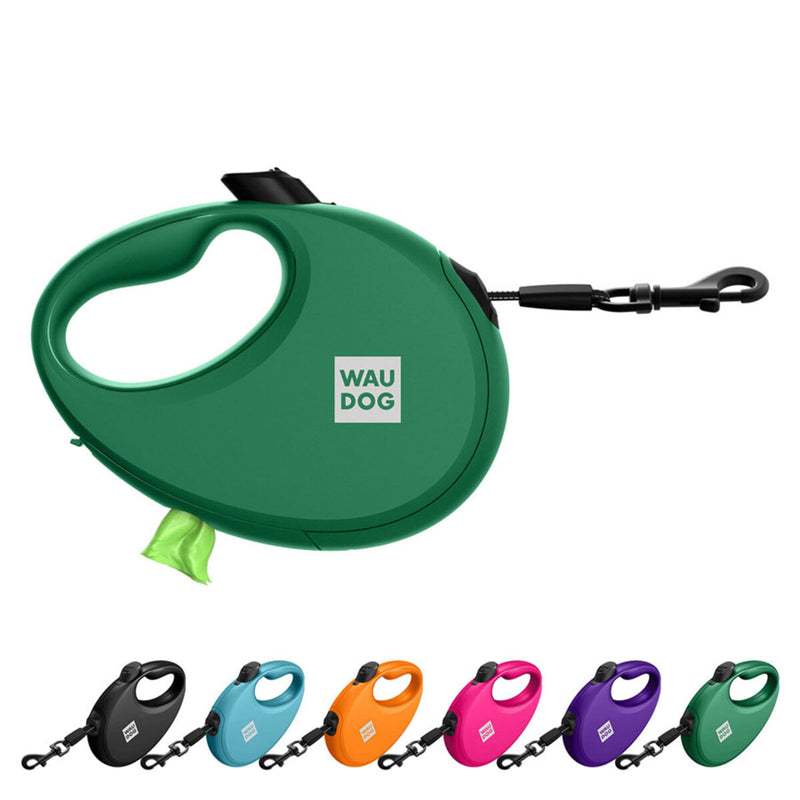 Waudog Lesa retractabila cu banda reflectorizanta, verde