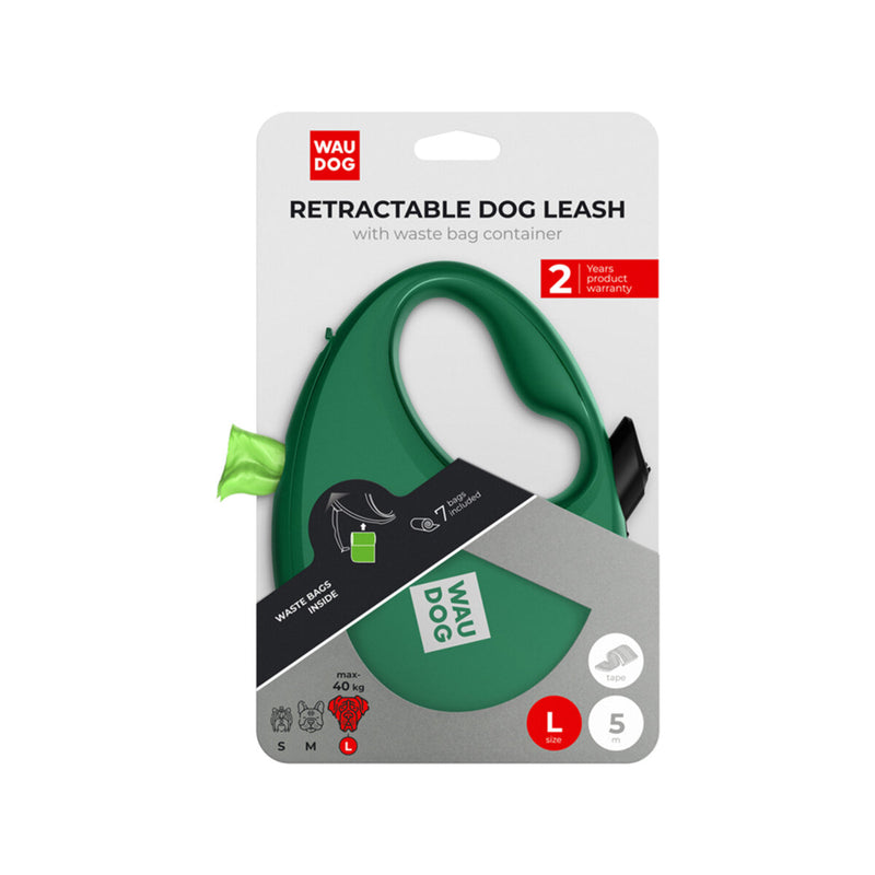 Waudog Lesa retractabila cu banda reflectorizanta, verde