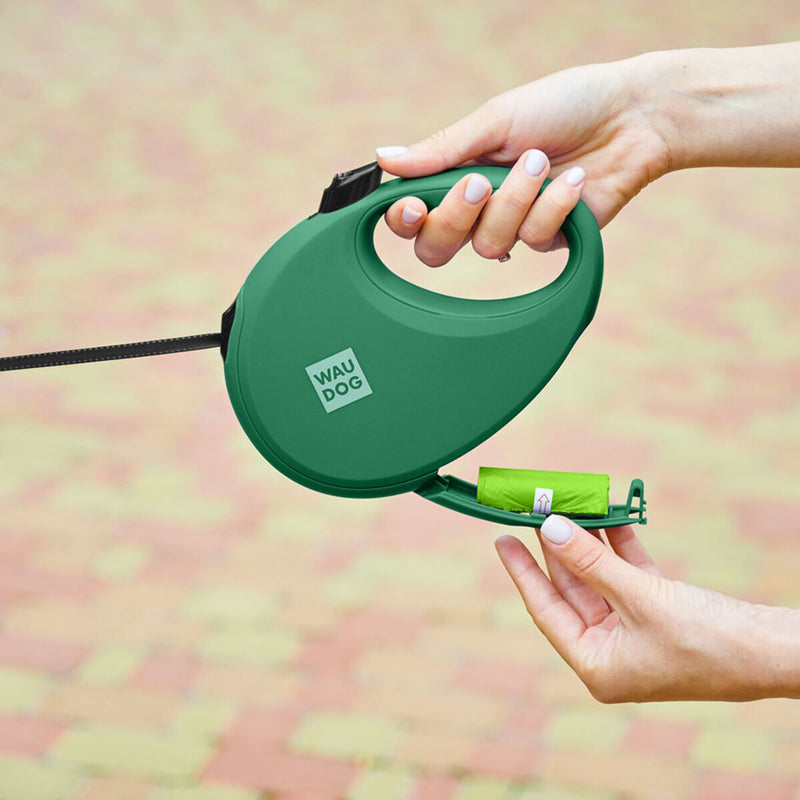 Waudog Lesa retractabila cu banda reflectorizanta, verde
