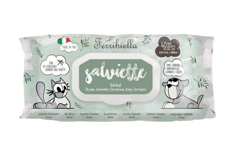 Servetele umede pentru caini si pisici Herbal 40buc