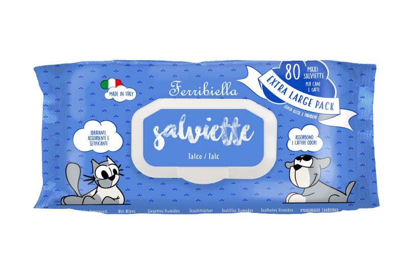 Servetele umede pentru caini si pisici cu Pudra de Talc 80buc