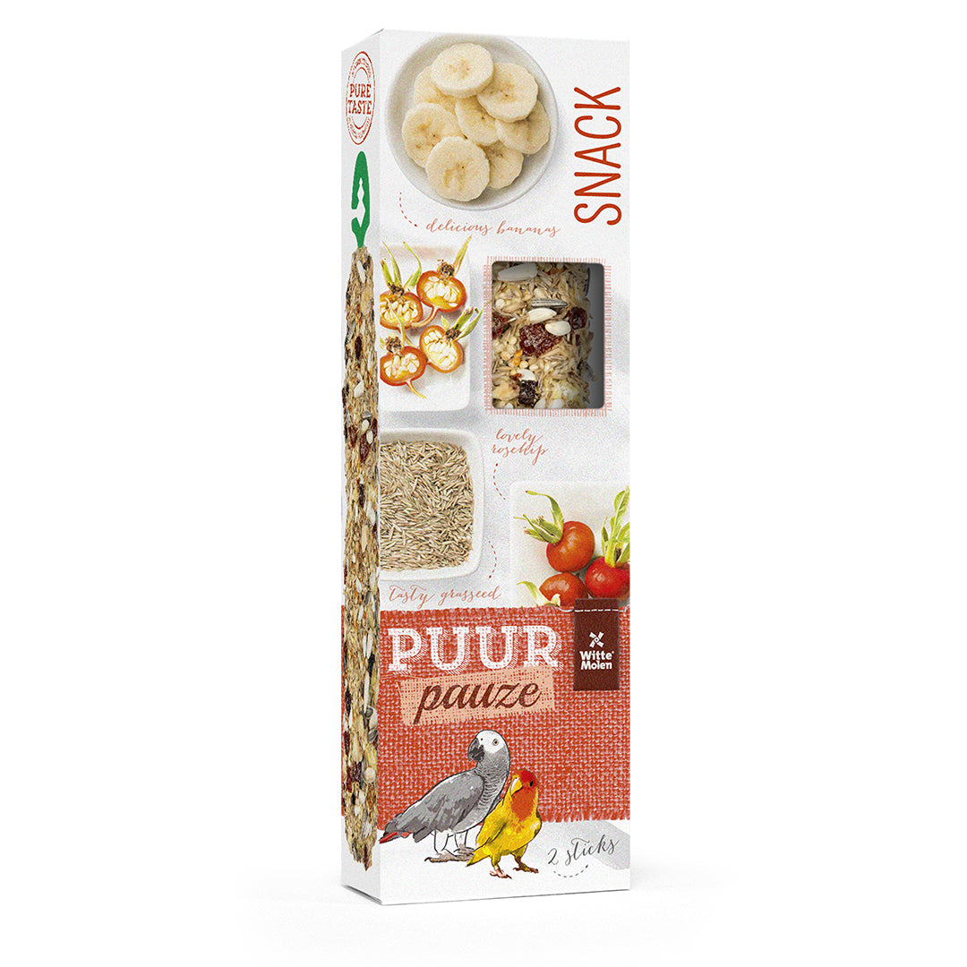 PUUR Snack cu Banane si Merisoare pentru Papagali 140g